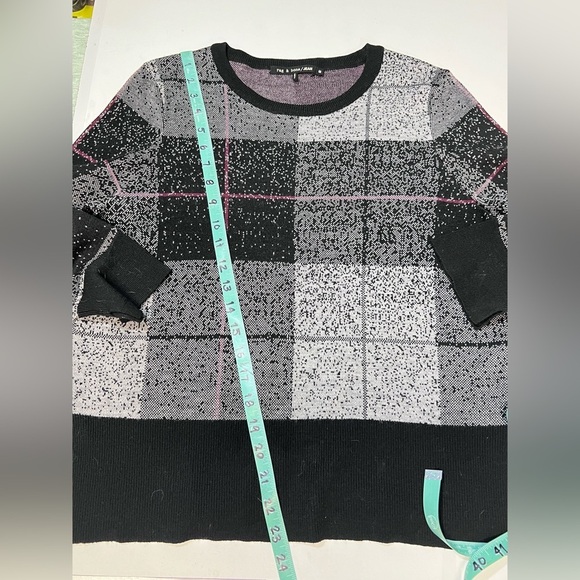RAG & BONE Black and gray TEGAN plaid crew neck sweater size M. - Picture 14 of 14